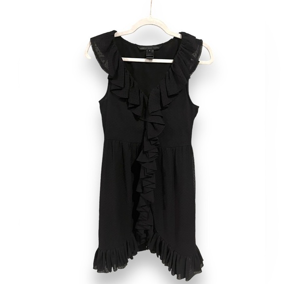 Marc Jacobs | 100% Silk Black Swiss Dot Ruffle Dress | size 0 | LBD - Picture 1 of 6